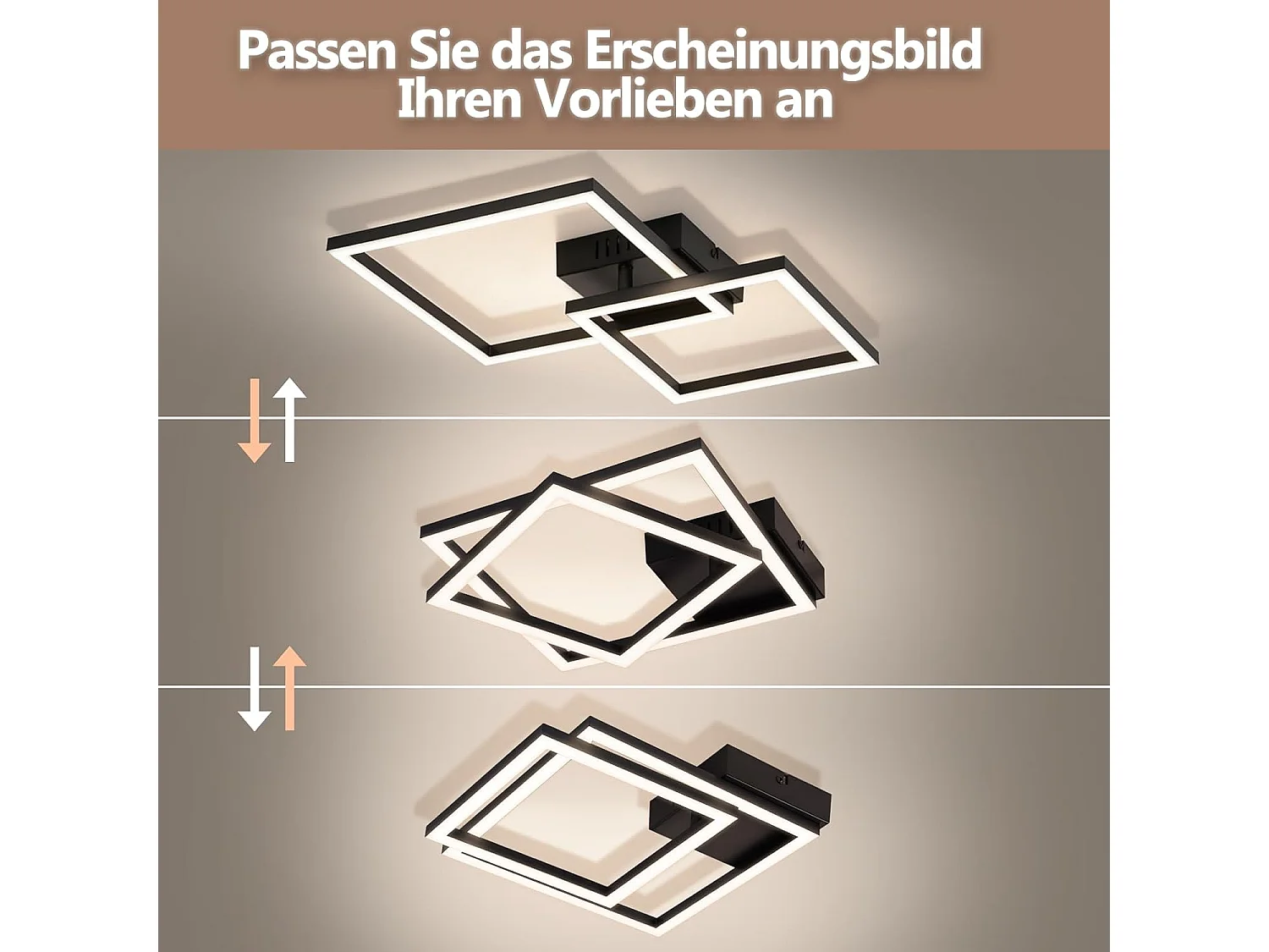 ZMH Plafonnier LED noir 20W 4000K plafonnier salon moderne lampe de chambre pour couloir bureau