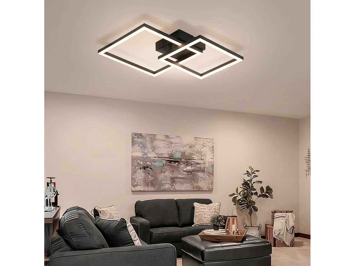 ZMH Plafonnier LED noir 20W 4000K plafonnier salon moderne lampe de chambre pour couloir bureau