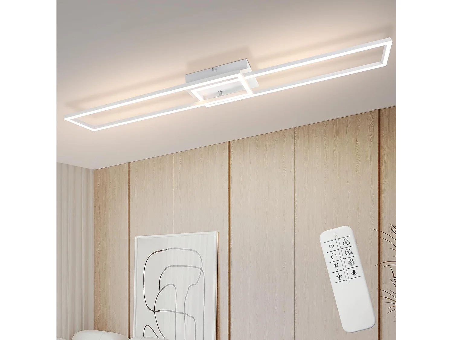 ZMH Plafonnier LED de salon dimmable 36/48W plafonnier moderne avec télécommande