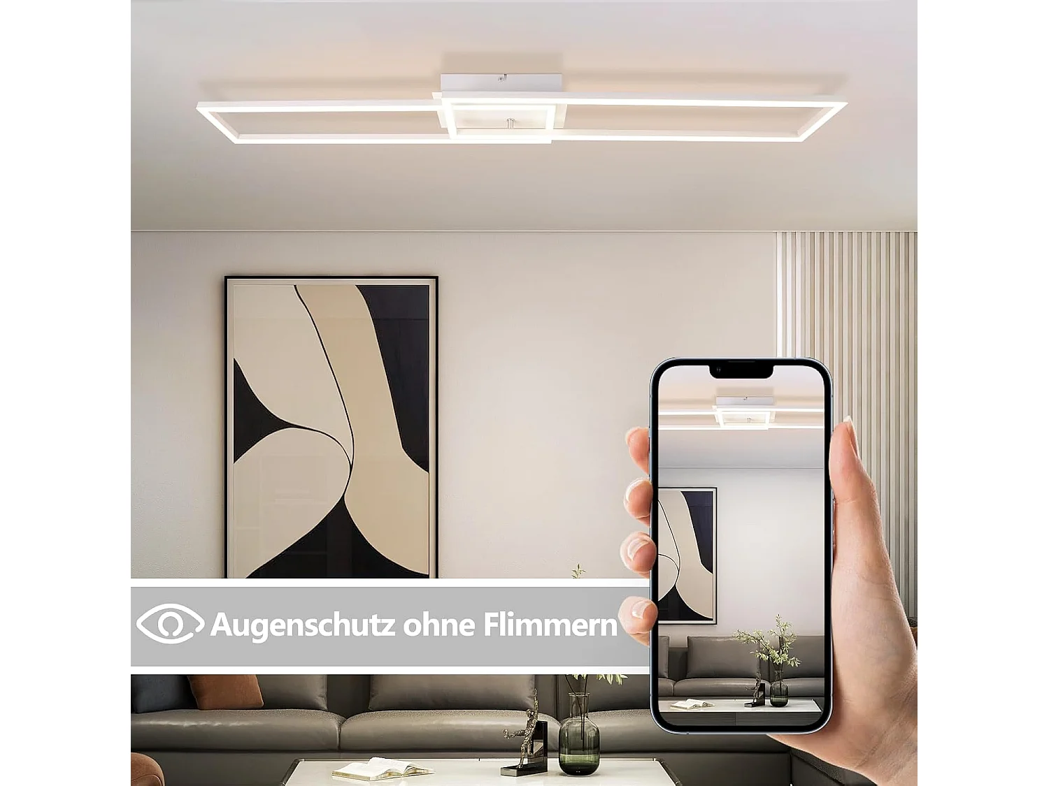 ZMH Plafonnier LED de salon dimmable 36/48W plafonnier moderne avec télécommande