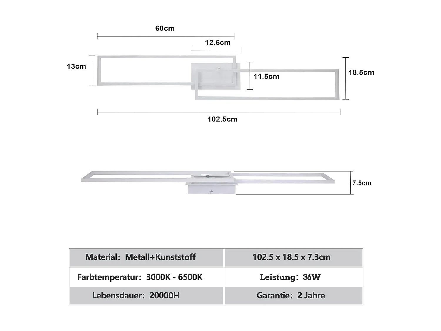 ZMH Plafonnier LED de salon dimmable 36/48W plafonnier moderne avec télécommande