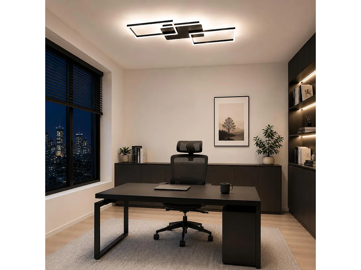 ZMH Plafonnier LED moderne 80 cm Noir lumière dimmable lampe de plafond télécommande 63W pour salon chambre