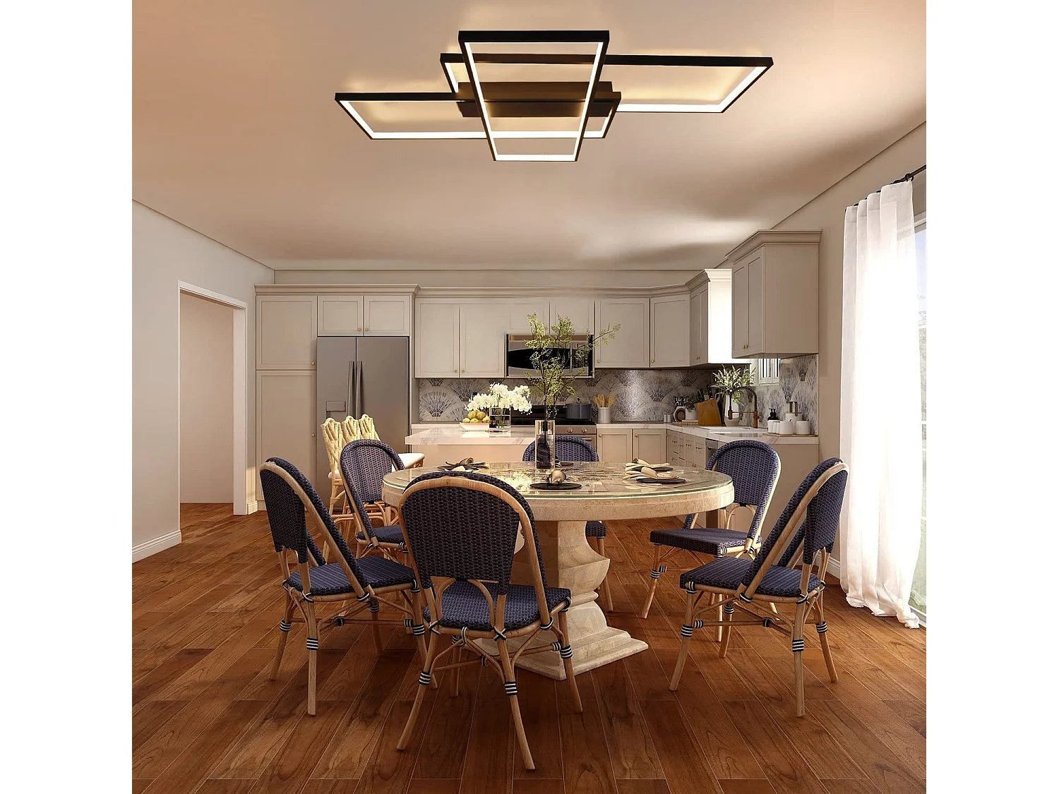 ZMH Plafonnier LED 3 Rectangulaire Moderne Géométrique Extension 65cm//100cm