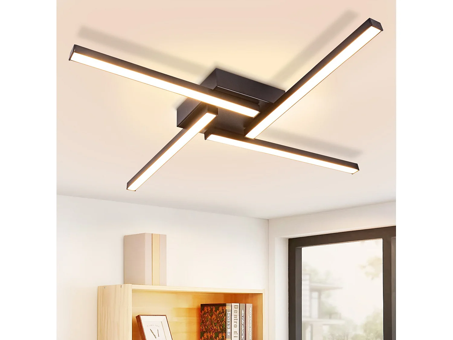 ZMH LED Plafonnier salon noir 24W moderne 3000k Plafonnier cuisine salle à manger