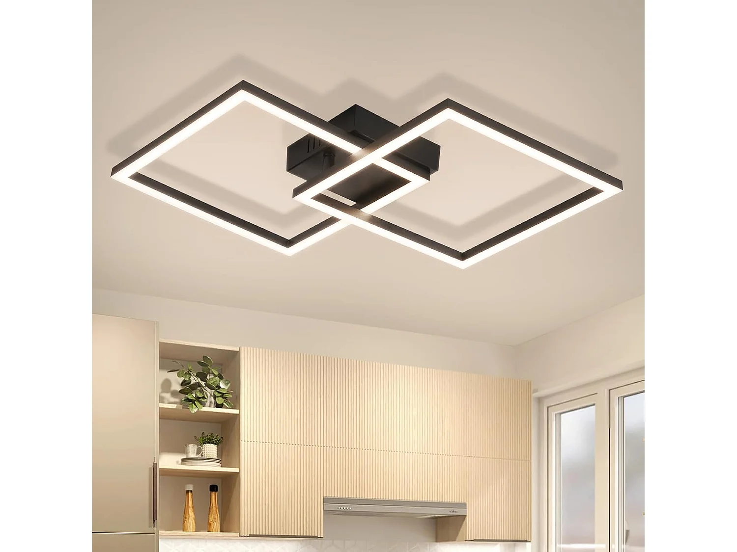 ZMH Plafonnier LED noir 24W 4000K plafonnier salon carrée moderne lampe de chambre pour couloir bureau