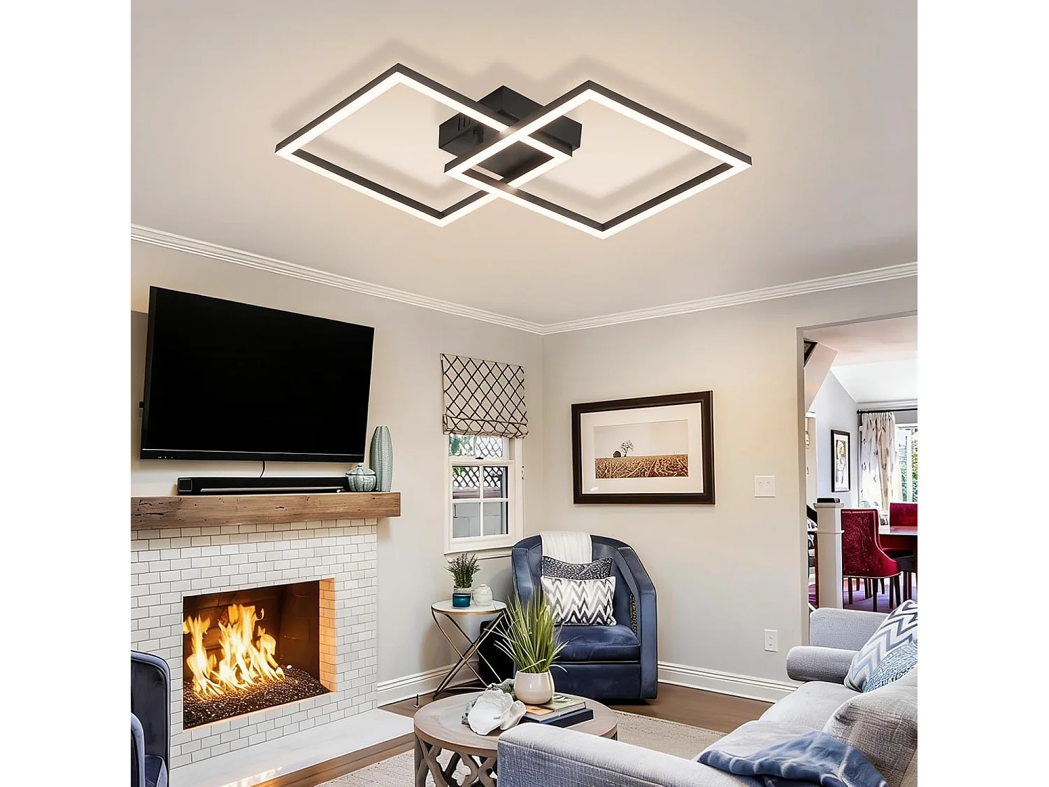 ZMH Plafonnier LED noir 24W 4000K plafonnier salon carrée moderne lampe de chambre pour couloir bureau