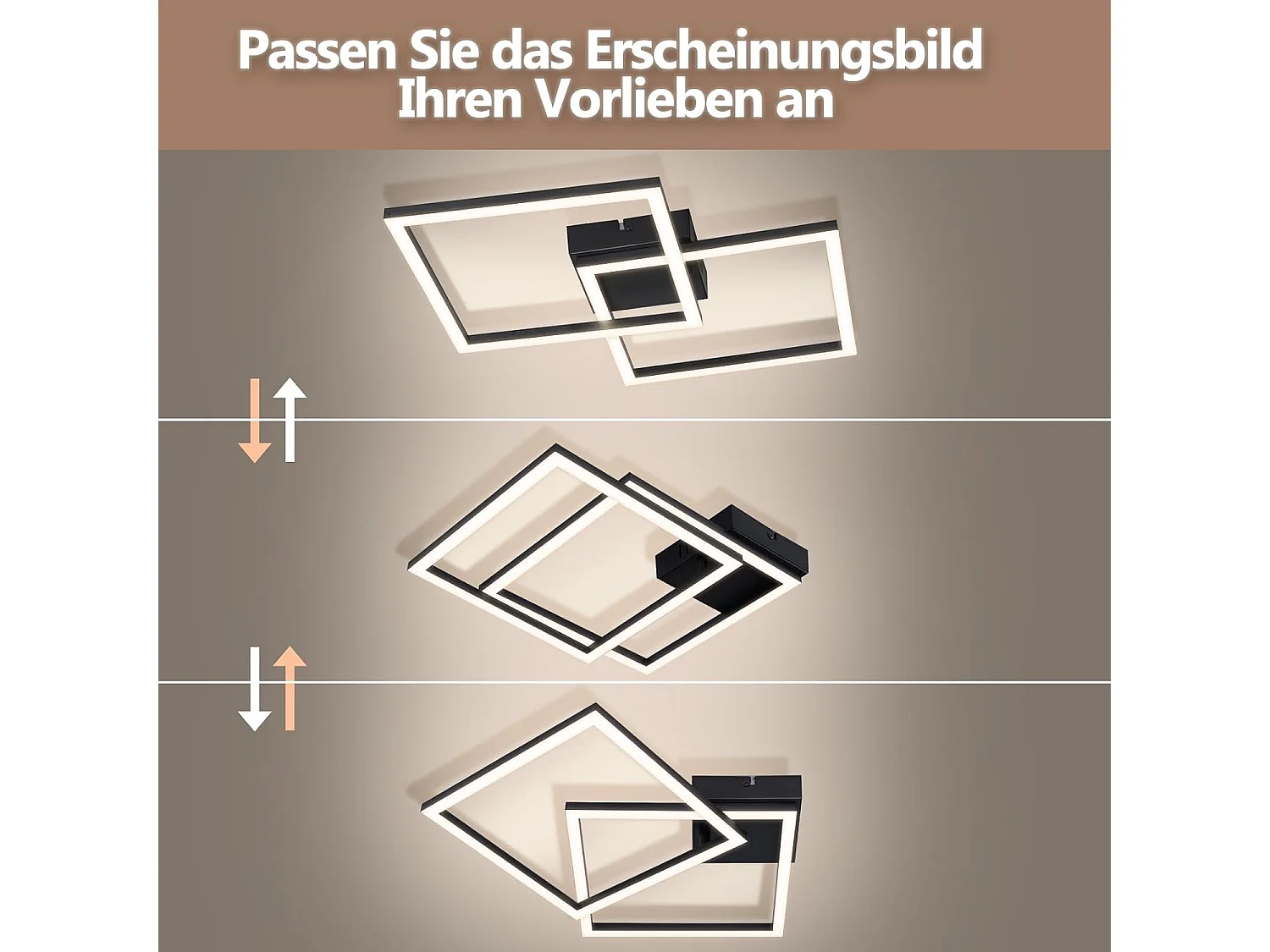 ZMH Plafonnier LED noir 24W 4000K plafonnier salon carrée moderne lampe de chambre pour couloir bureau