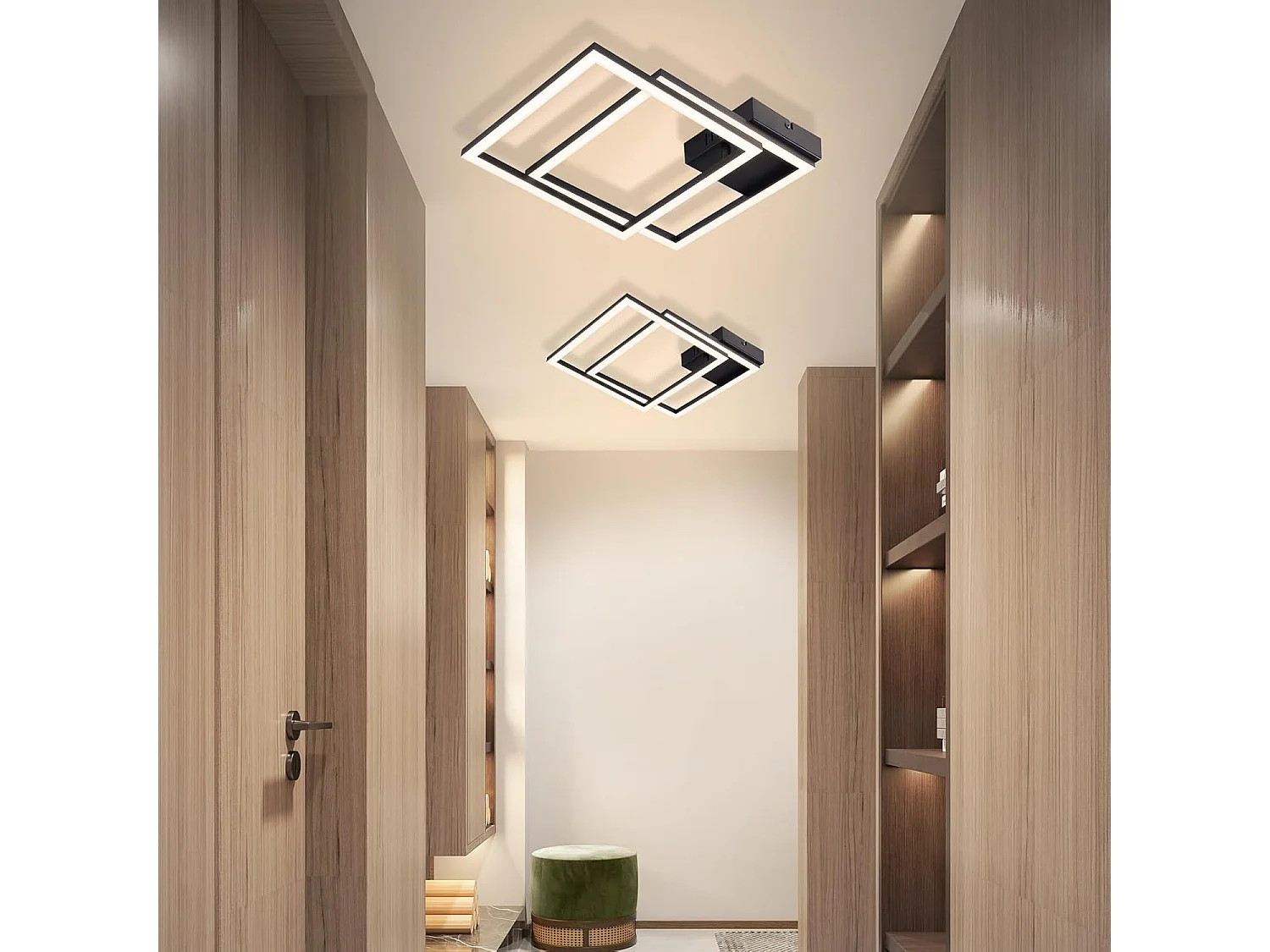 ZMH Plafonnier LED noir 24W 4000K plafonnier salon carrée moderne lampe de chambre pour couloir bureau