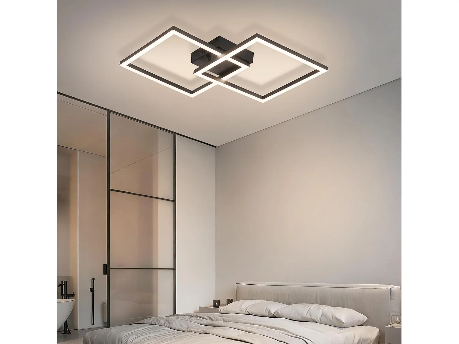 ZMH Plafonnier LED noir 24W 4000K plafonnier salon carrée moderne lampe de chambre pour couloir bureau