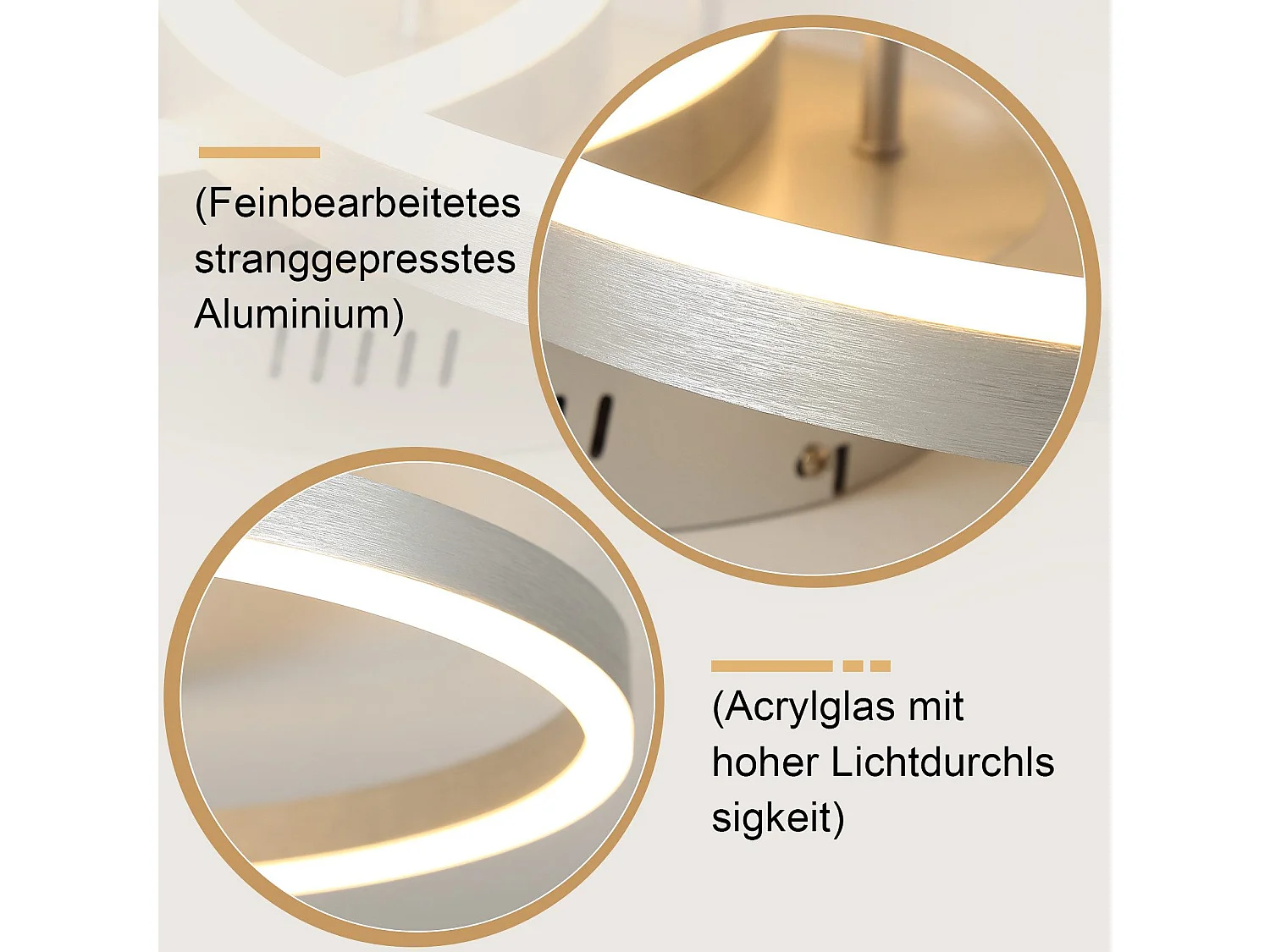 ZMH Plafonnier LED design moderne - Ø59 cm - Dimmable - Télécommande - Doré - 46W