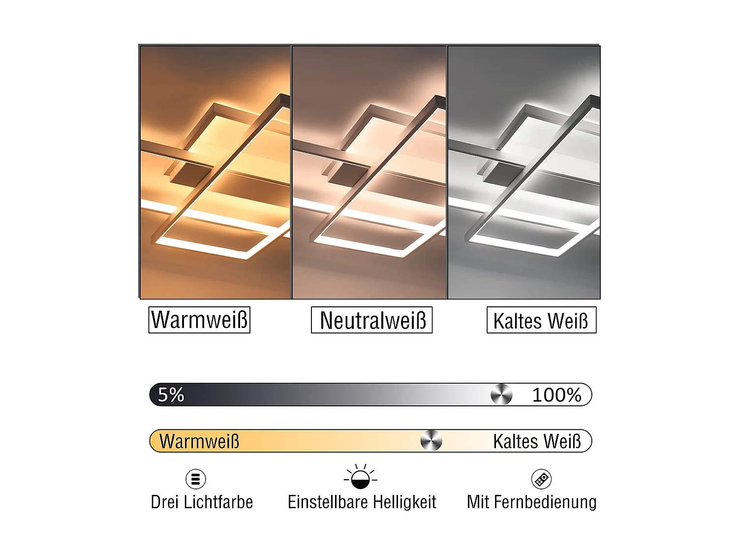 ZMH Plafonnier LED Moderne Rectangulaire 65 cm pour Éclairage Intérieur