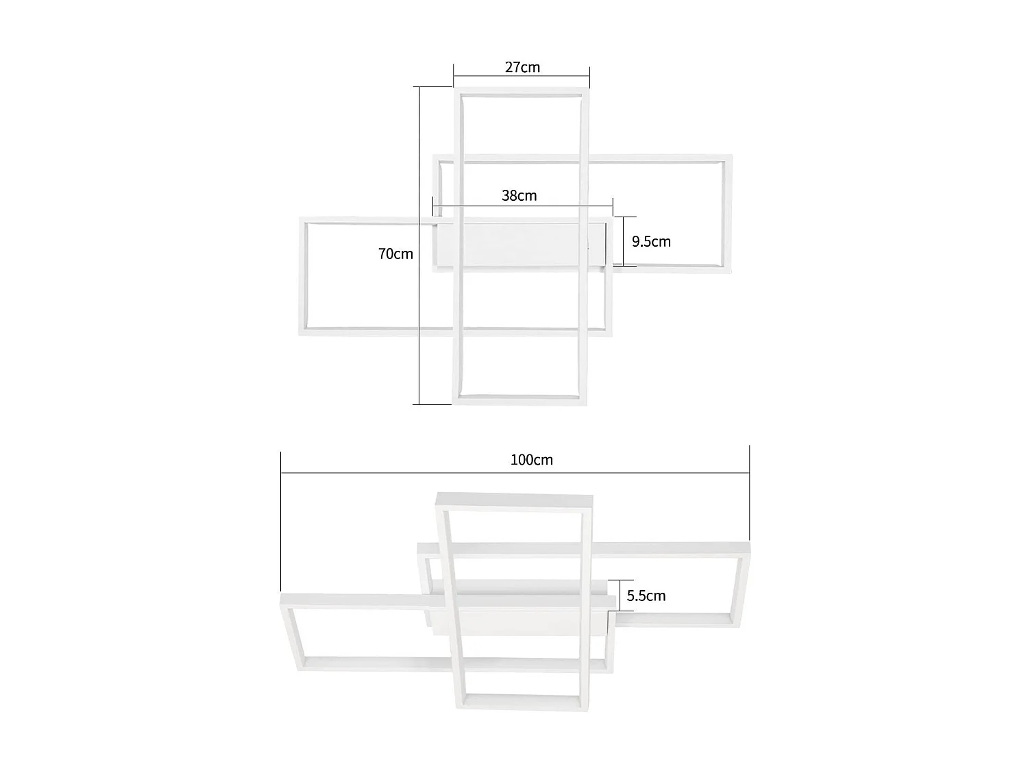 ZMH Plafonnier LED Moderne Rectangulaire 65 cm pour Éclairage Intérieur