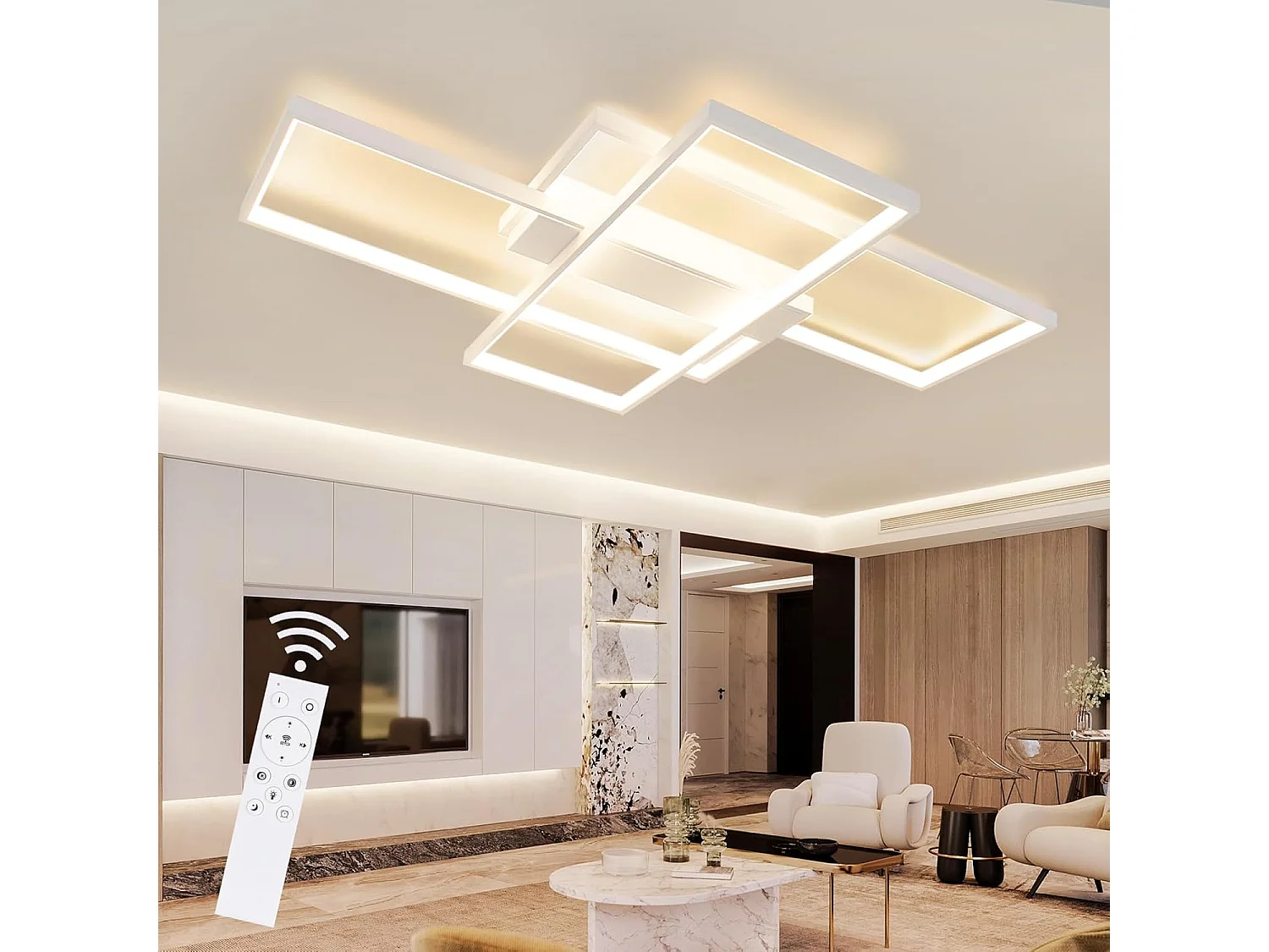 ZMH Plafonnier LED Moderne Rectangulaire 65 cm pour Éclairage Intérieur