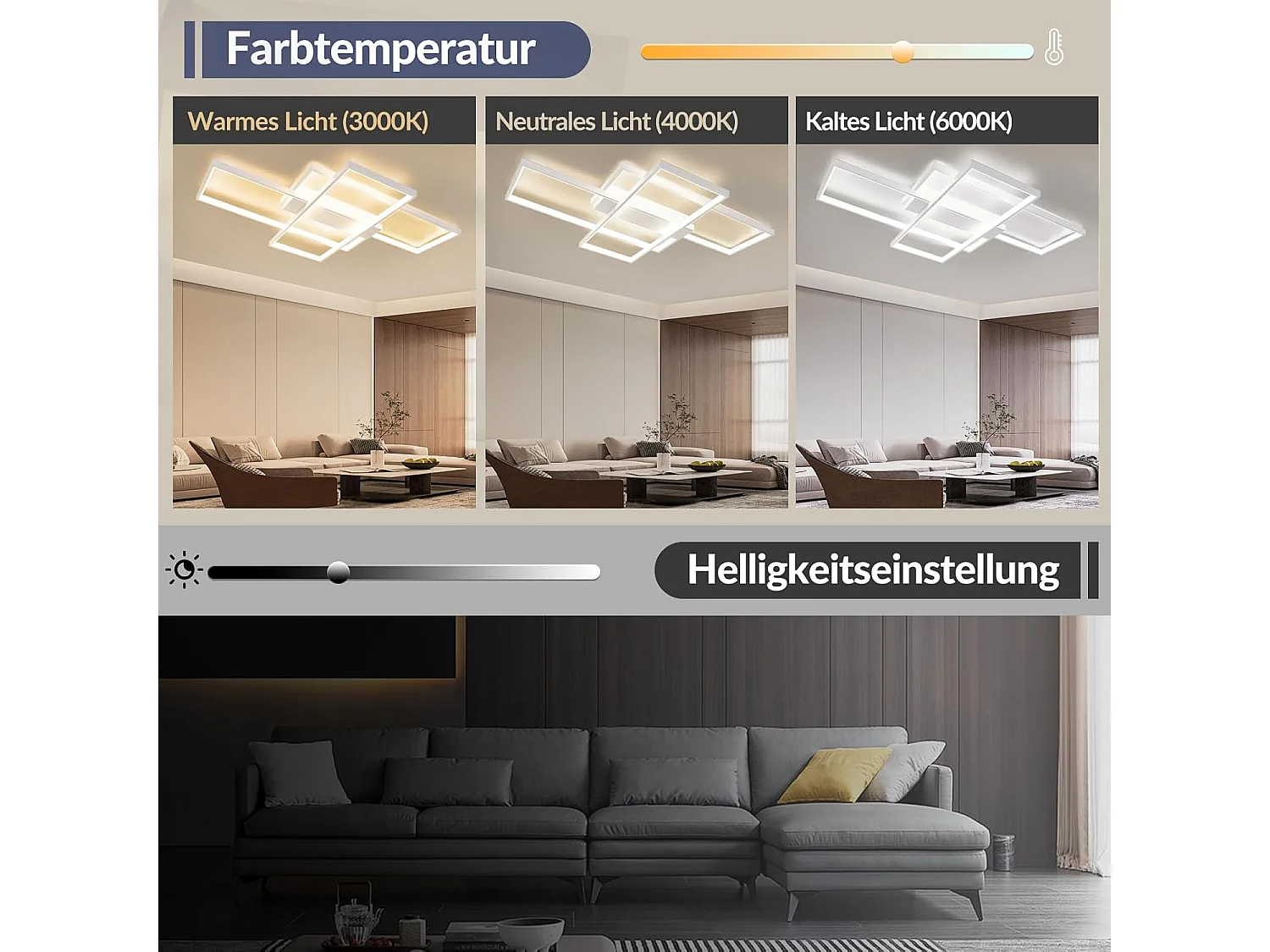 ZMH Plafonnier LED Moderne Rectangulaire 65 cm pour Éclairage Intérieur