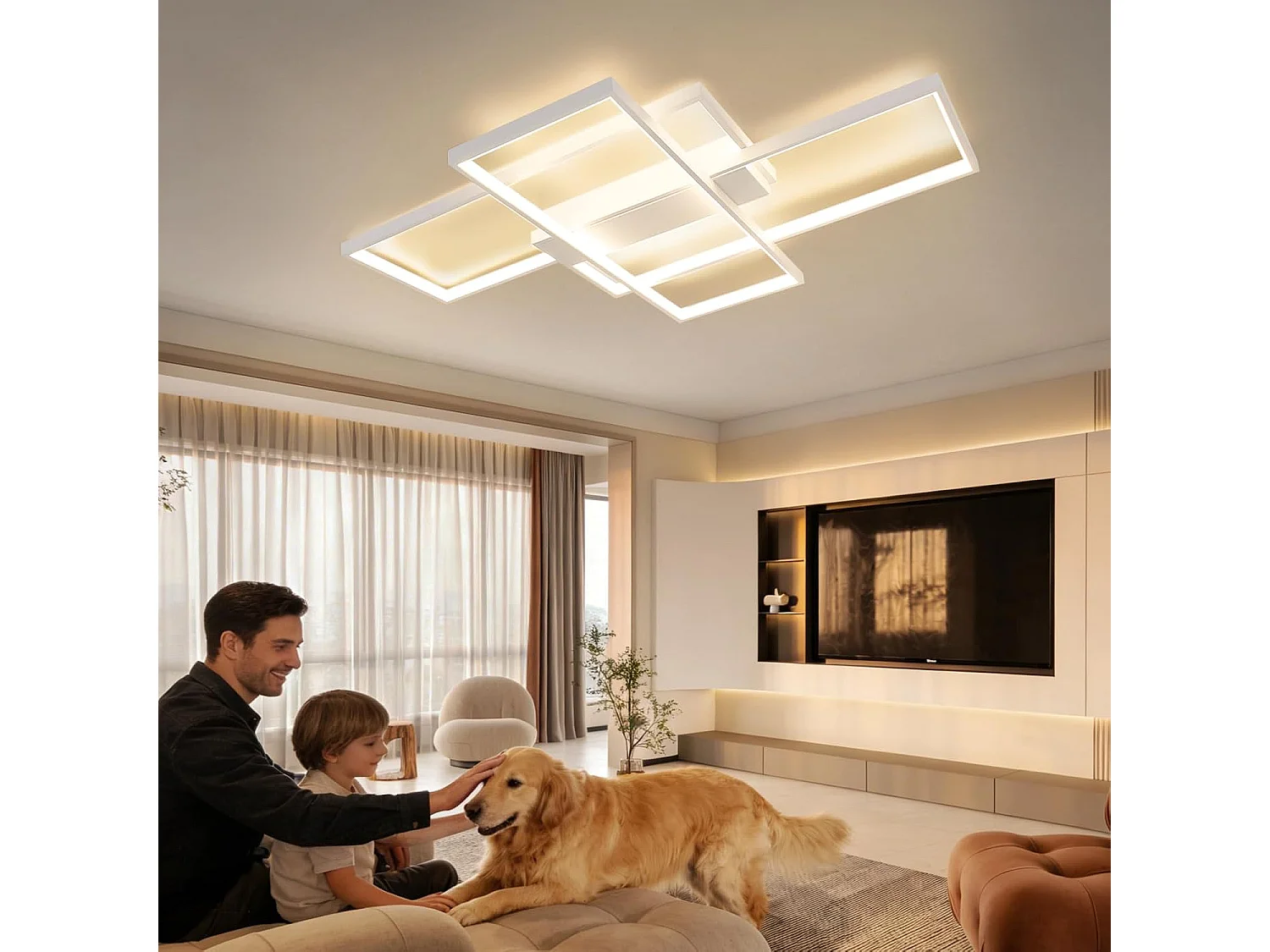 ZMH Plafonnier LED Moderne Rectangulaire 65 cm pour Éclairage Intérieur