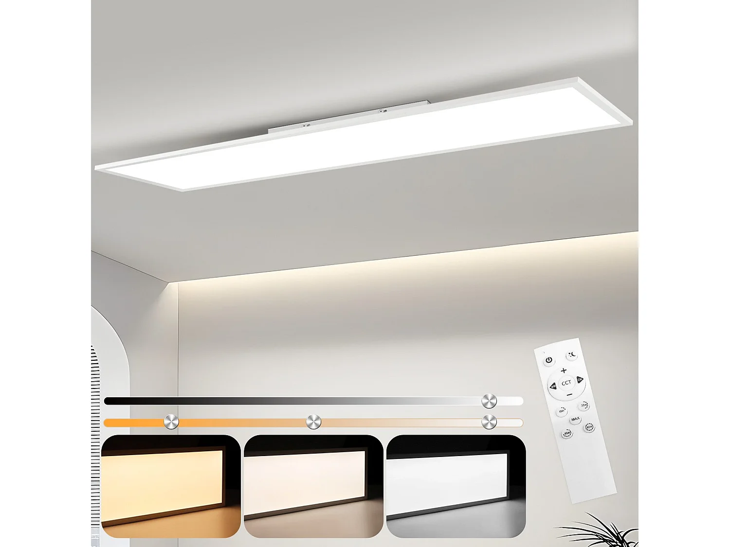 ZMH Plafonnier LED Dimmable Blanc avec Télécommande pour Salon et Bureau
