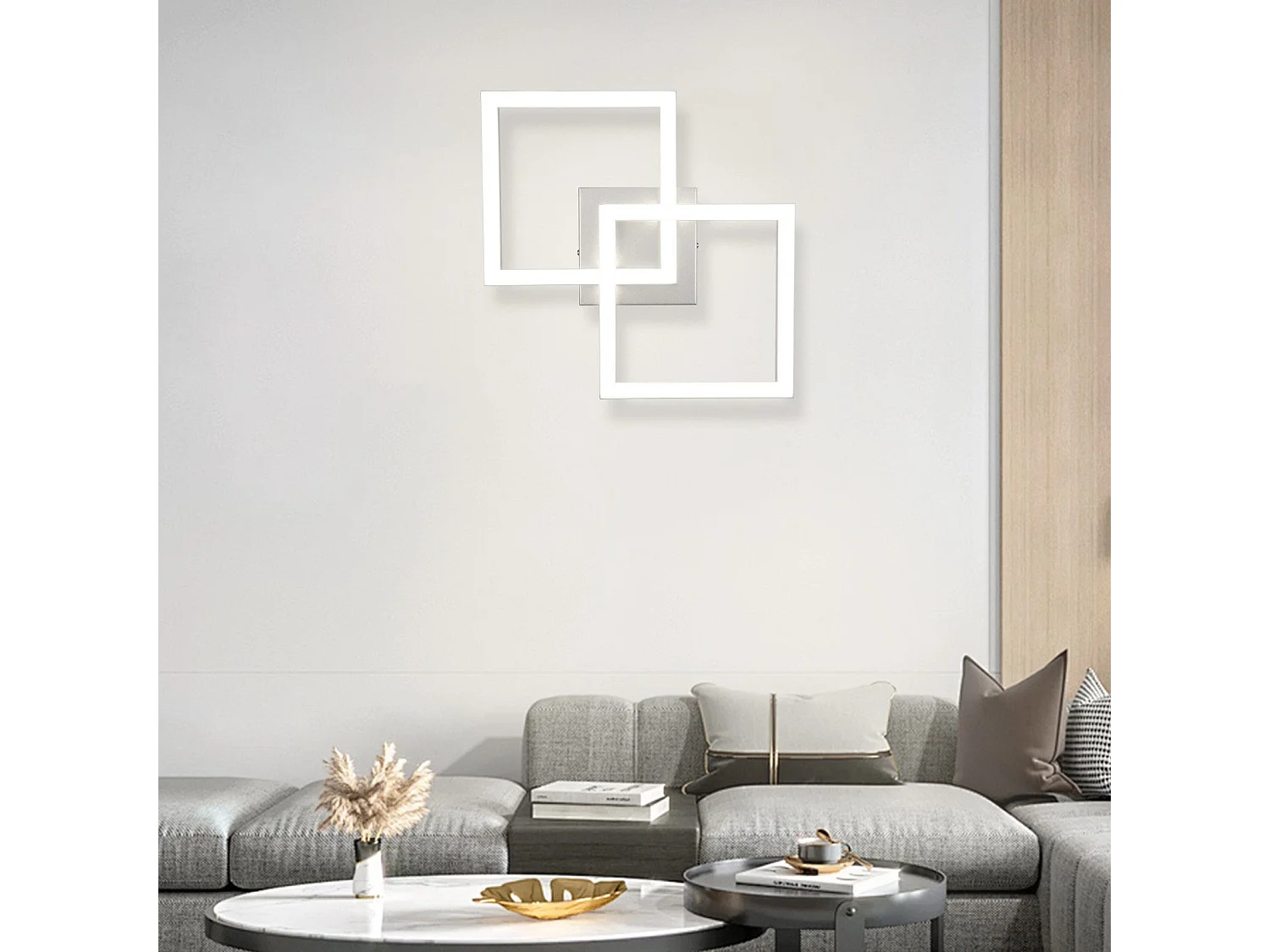 ZMH Plafonnier LED Carré 24W Argent Design Moderne 4000K Blanc Neutre - Pour Salon Cuisine Bureau Salle à Manger