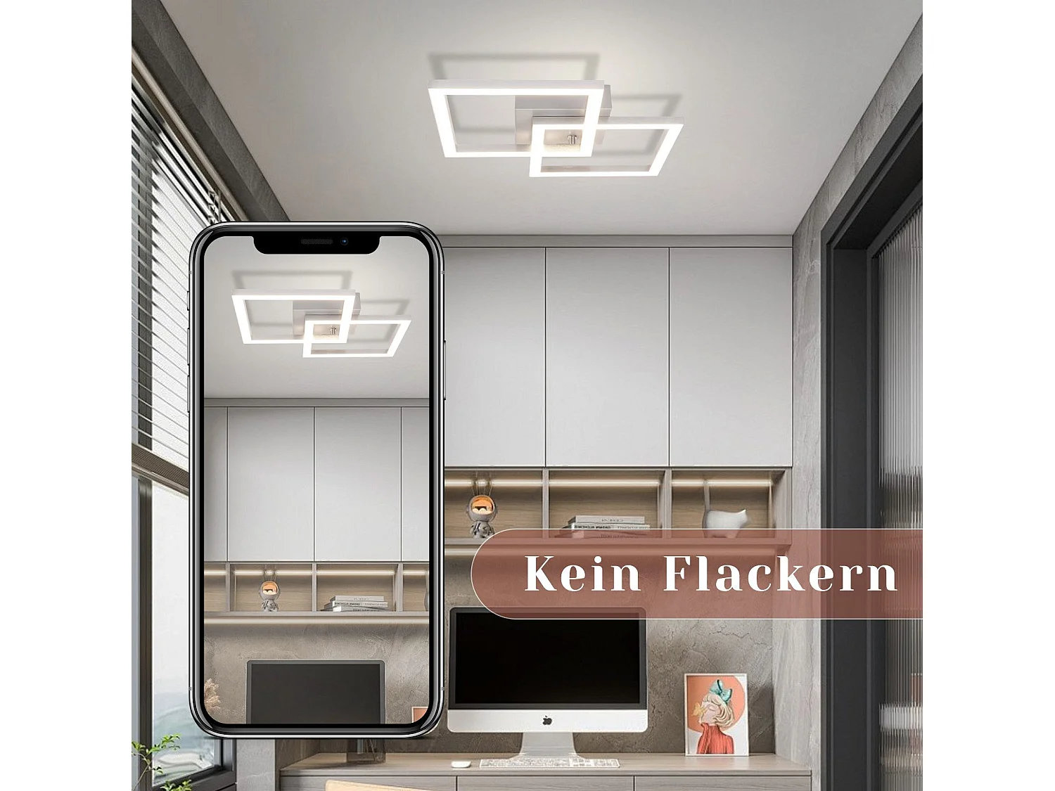 ZMH Plafonnier LED Carré 24W Argent Design Moderne 4000K Blanc Neutre - Pour Salon Cuisine Bureau Salle à Manger