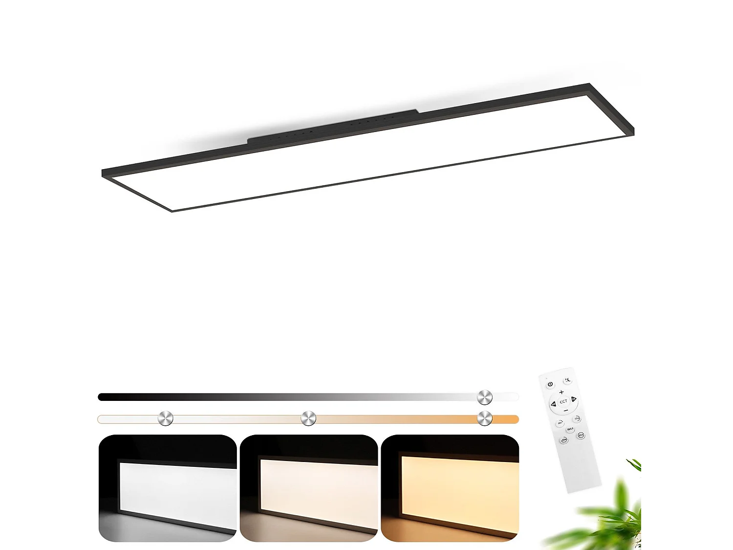 ZMH Plafonnier LED Dimmable Noir avec Télécommande pour Salon et Bureau