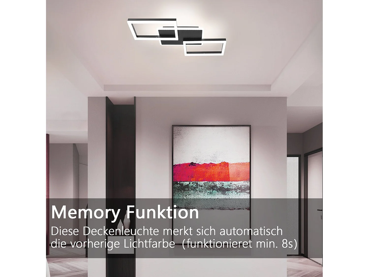 ZMH Plafonnier LED Living 48 W Lampe de Salon Dimmable Lampe Design Moderne Noir avec Télécommande Chambre Cuisine Lampe pour Couloir Bureau