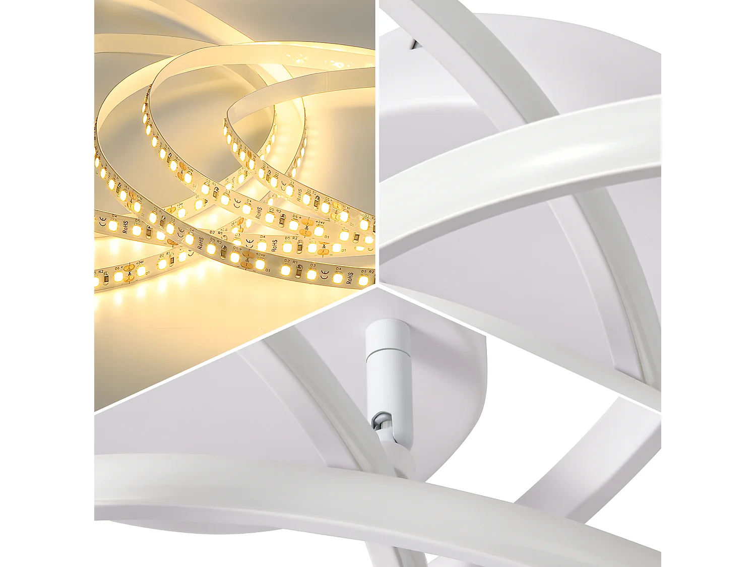 ZMH Plafonnier LED moderne - 46W, dimmable avec télécommande, design fleur à 4 pétales, blanc 45cm