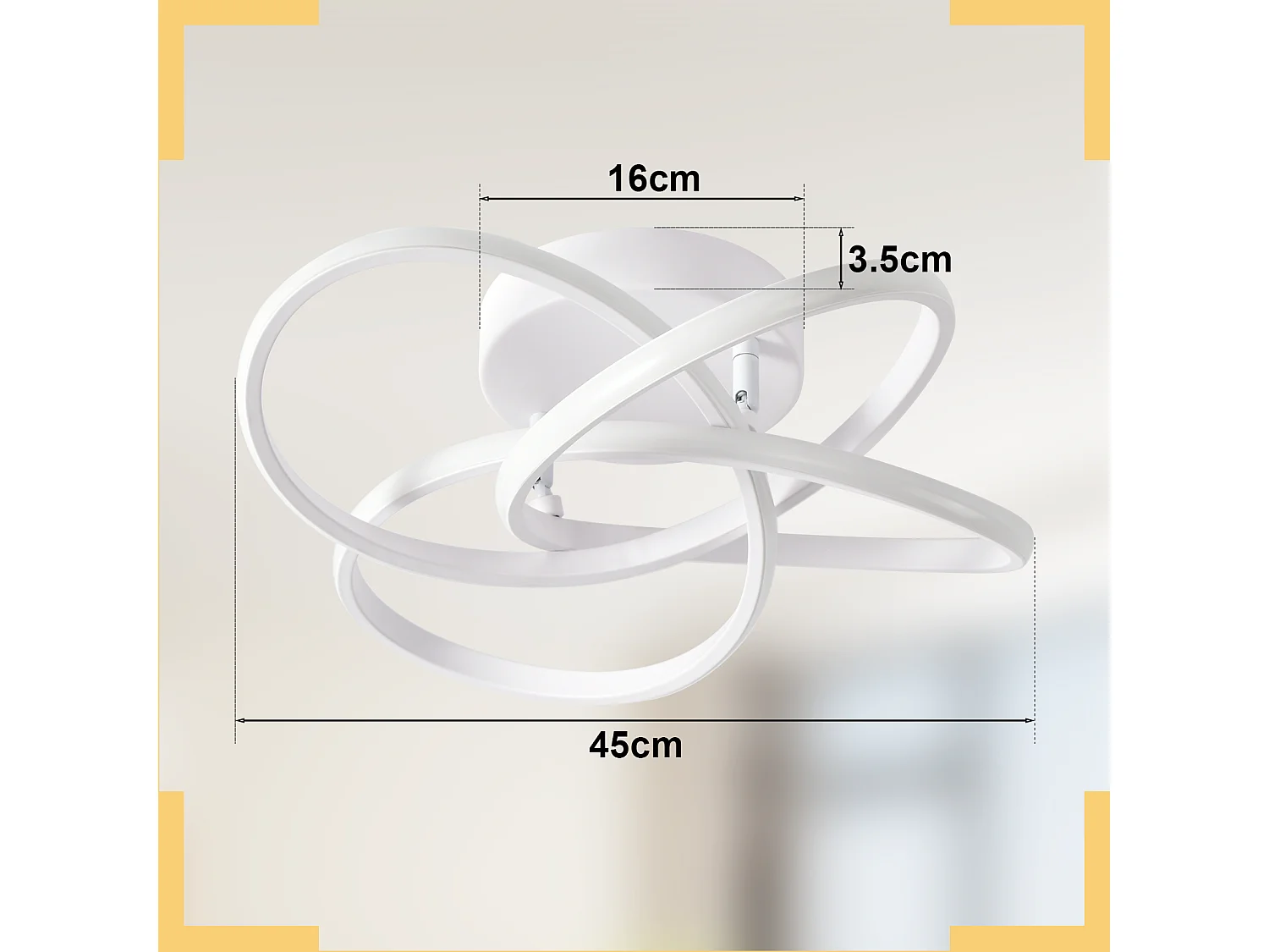 ZMH Plafonnier LED moderne - 46W, dimmable avec télécommande, design fleur à 4 pétales, blanc 45cm