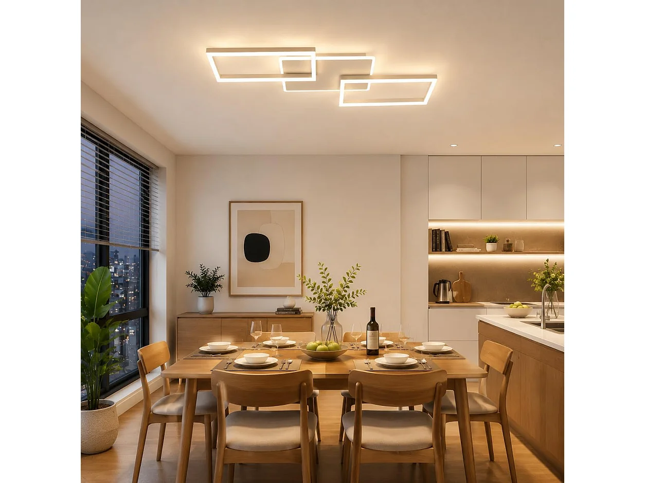 ZMH Plafonnier LED Dimmable 63W Blanc - Grand Métal Moderne avec Télécommande 80cm - Pour Salon Chambre Cuisine Bureau