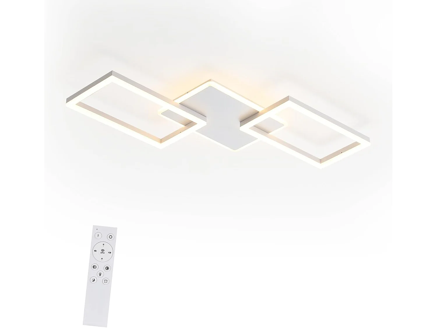 ZMH Plafonnier LED Dimmable 63W Blanc - Grand Métal Moderne avec Télécommande 80cm - Pour Salon Chambre Cuisine Bureau