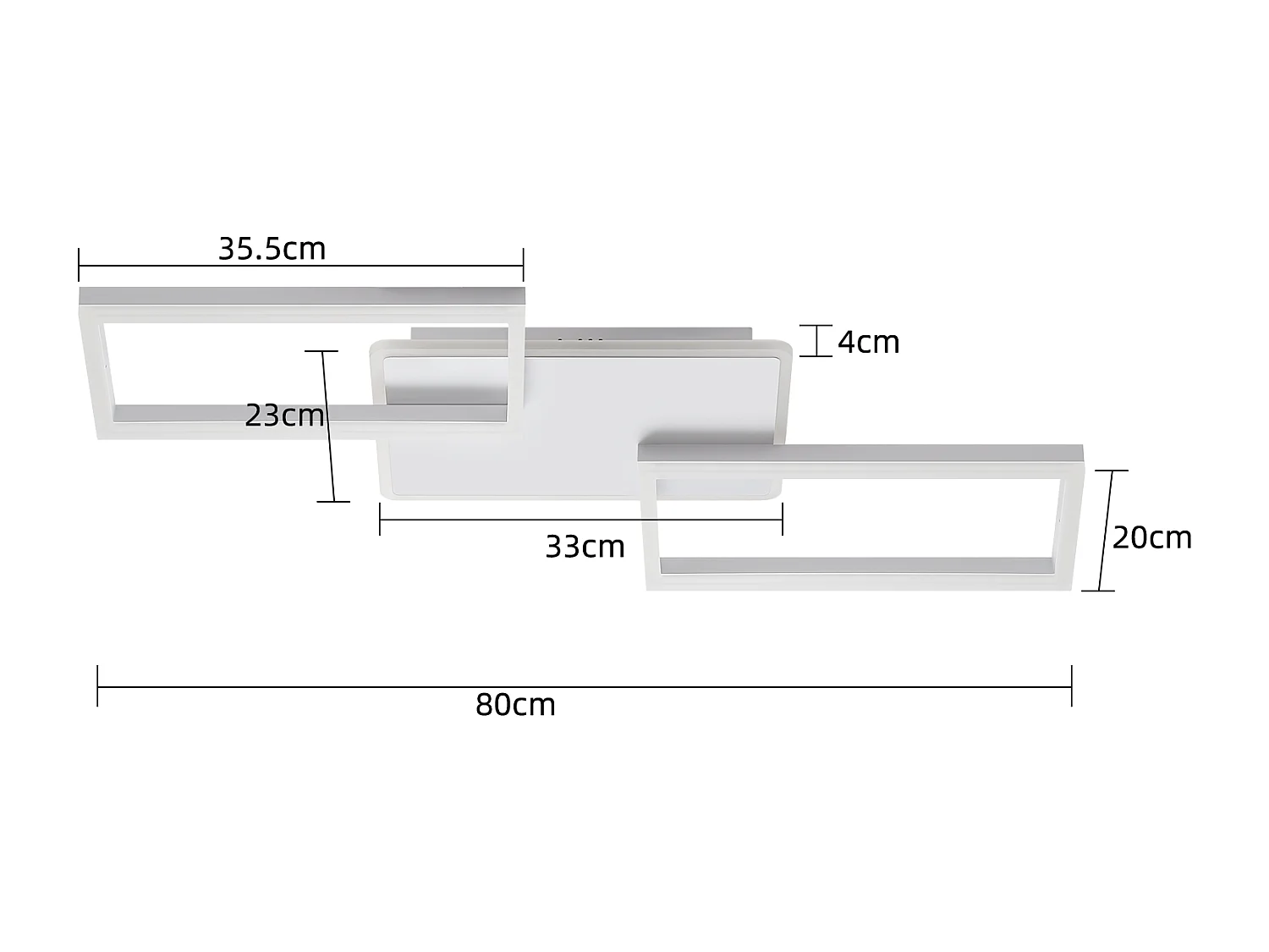 ZMH Plafonnier LED moderne 80 cm - Blanc, dimmable, télécommande (63W)