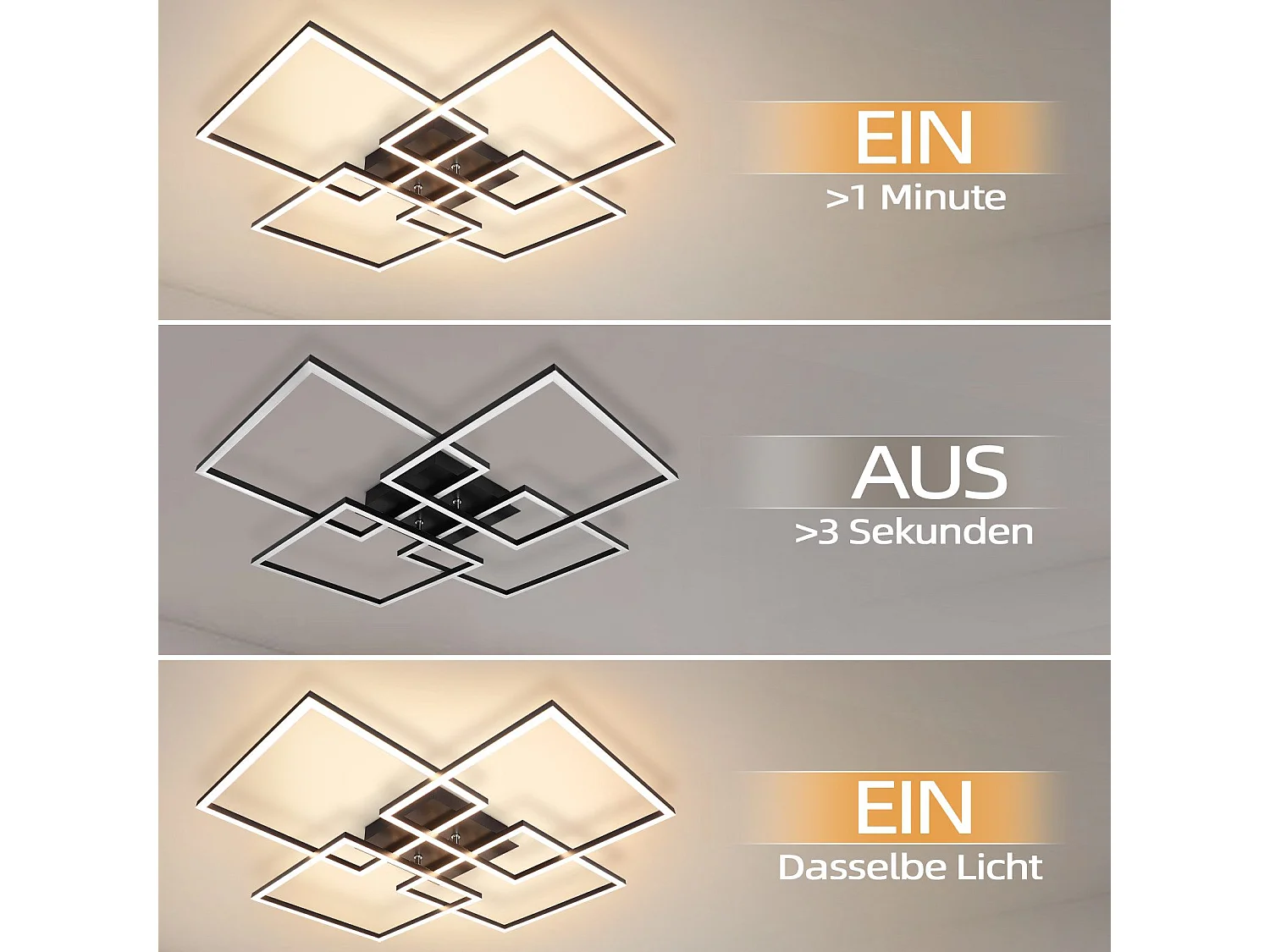 ZMH Plafonnier LED Moderne 32W 3000K avec Design Rectangulaire pour Salon et Chambre