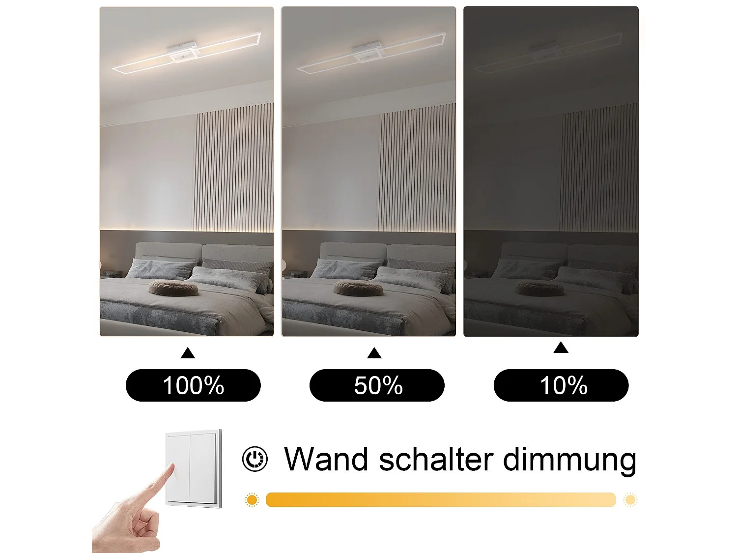 ZMH LED plafonnier salon 2 / 4 Cadre plafonnier moderne 32W 3000k chambre