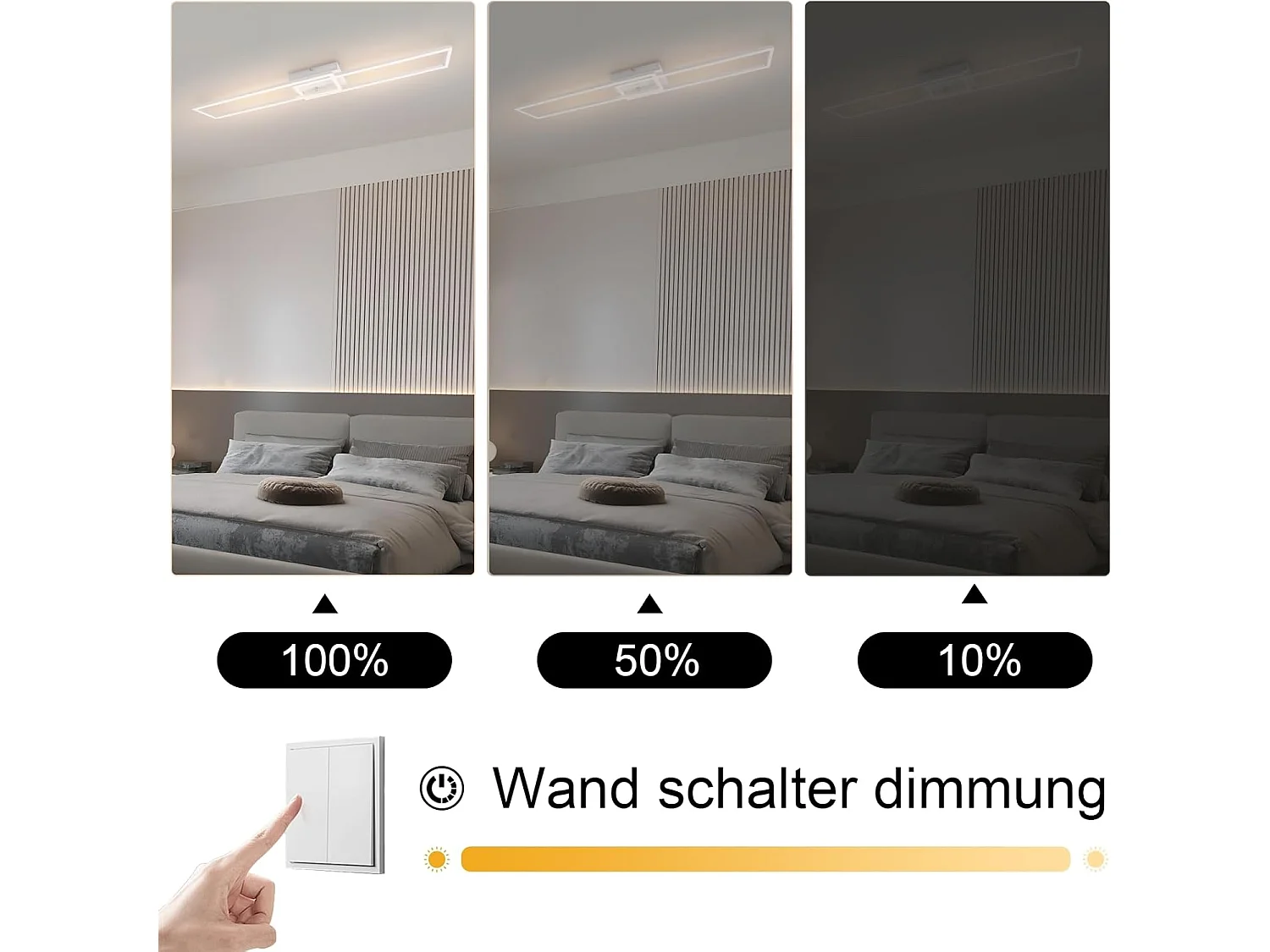 ZMH LED plafonnier salon 2 / 4 Cadre plafonnier moderne 32W 3000k chambre