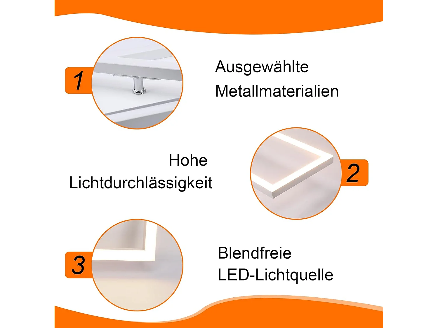 ZMH LED plafonnier salon 2 / 4 Cadre plafonnier moderne 32W 3000k chambre