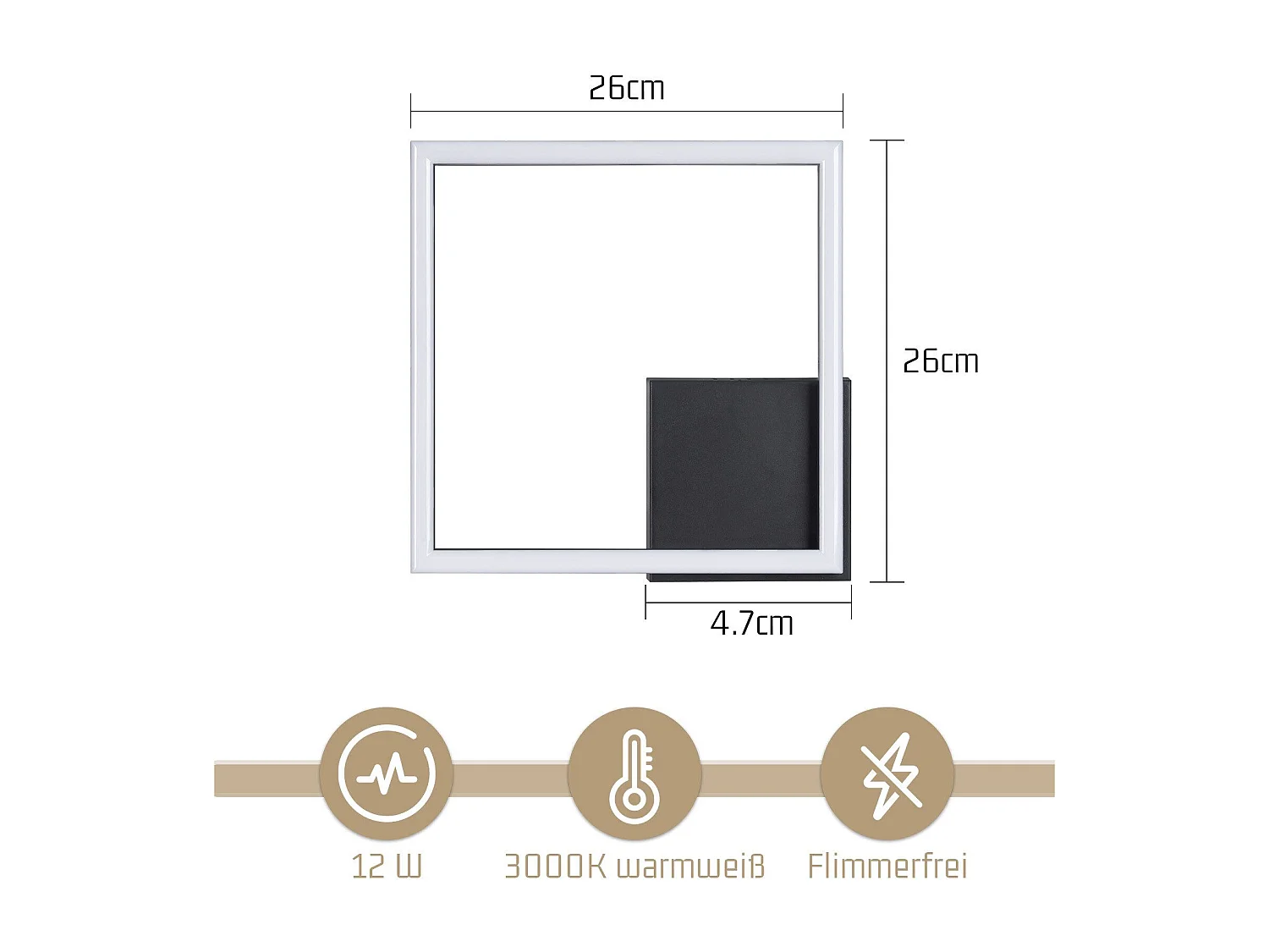 ZMH LED plafonnier salon 2 cadres noir plafonnier carré moderne 3000K