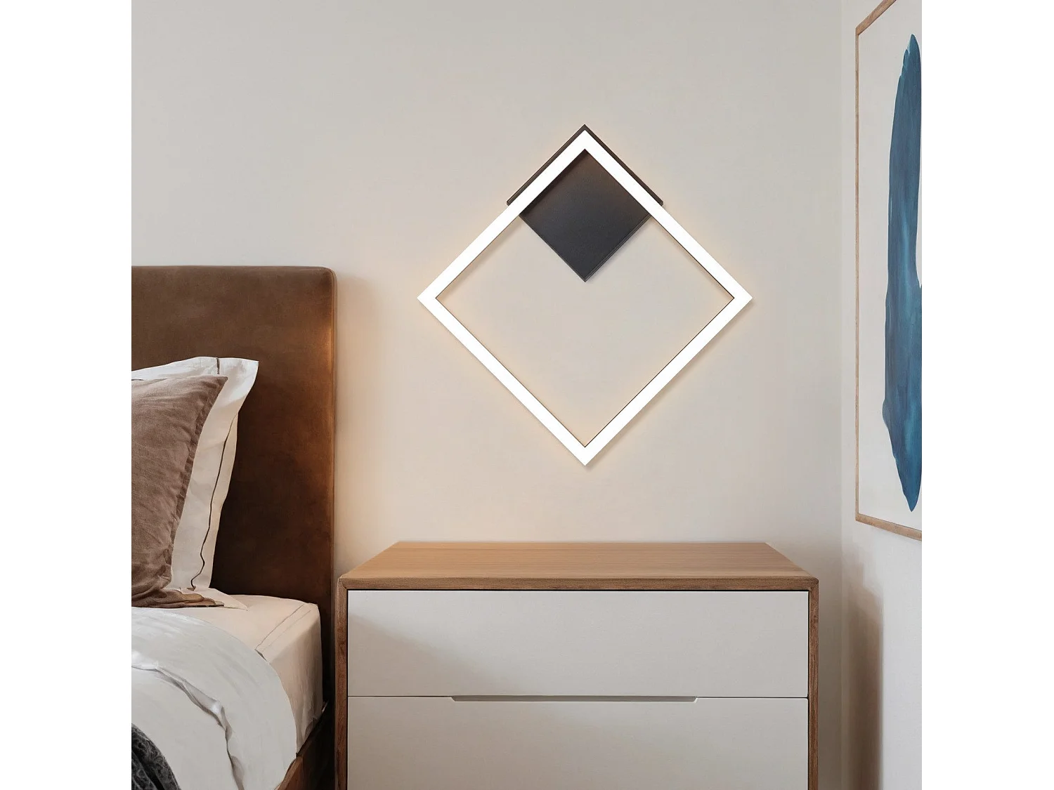 ZMH LED plafonnier salon 2 cadres noir plafonnier carré moderne 3000K