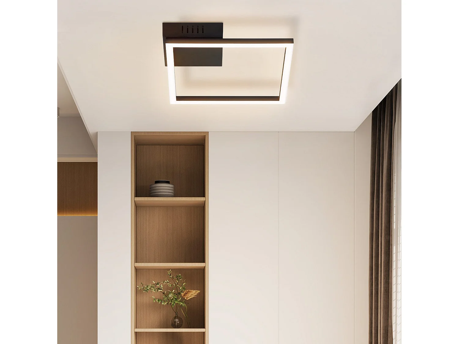 ZMH LED plafonnier salon 2 cadres noir plafonnier carré moderne 3000K