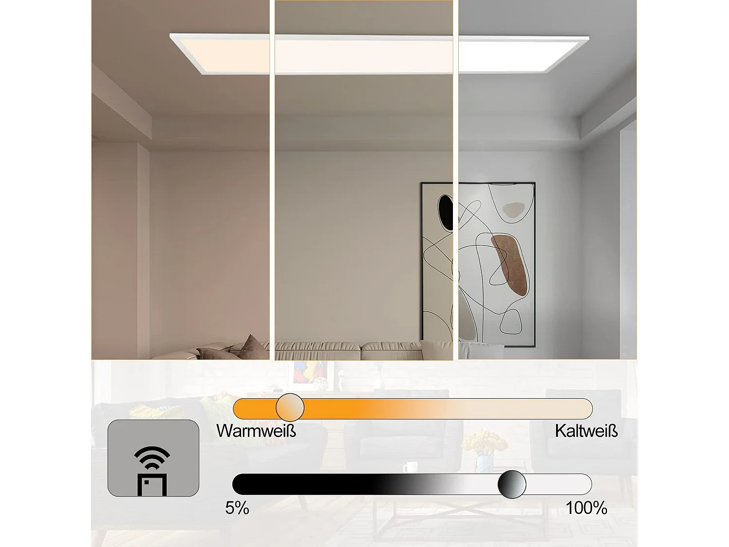 ZMH Panneau LED Design  120cm avec Variateur et Télécommande pour Éclairage Intérieur