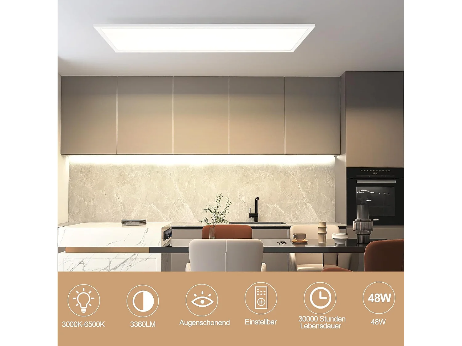 ZMH Panneau LED Design  120cm avec Variateur et Télécommande pour Éclairage Intérieur