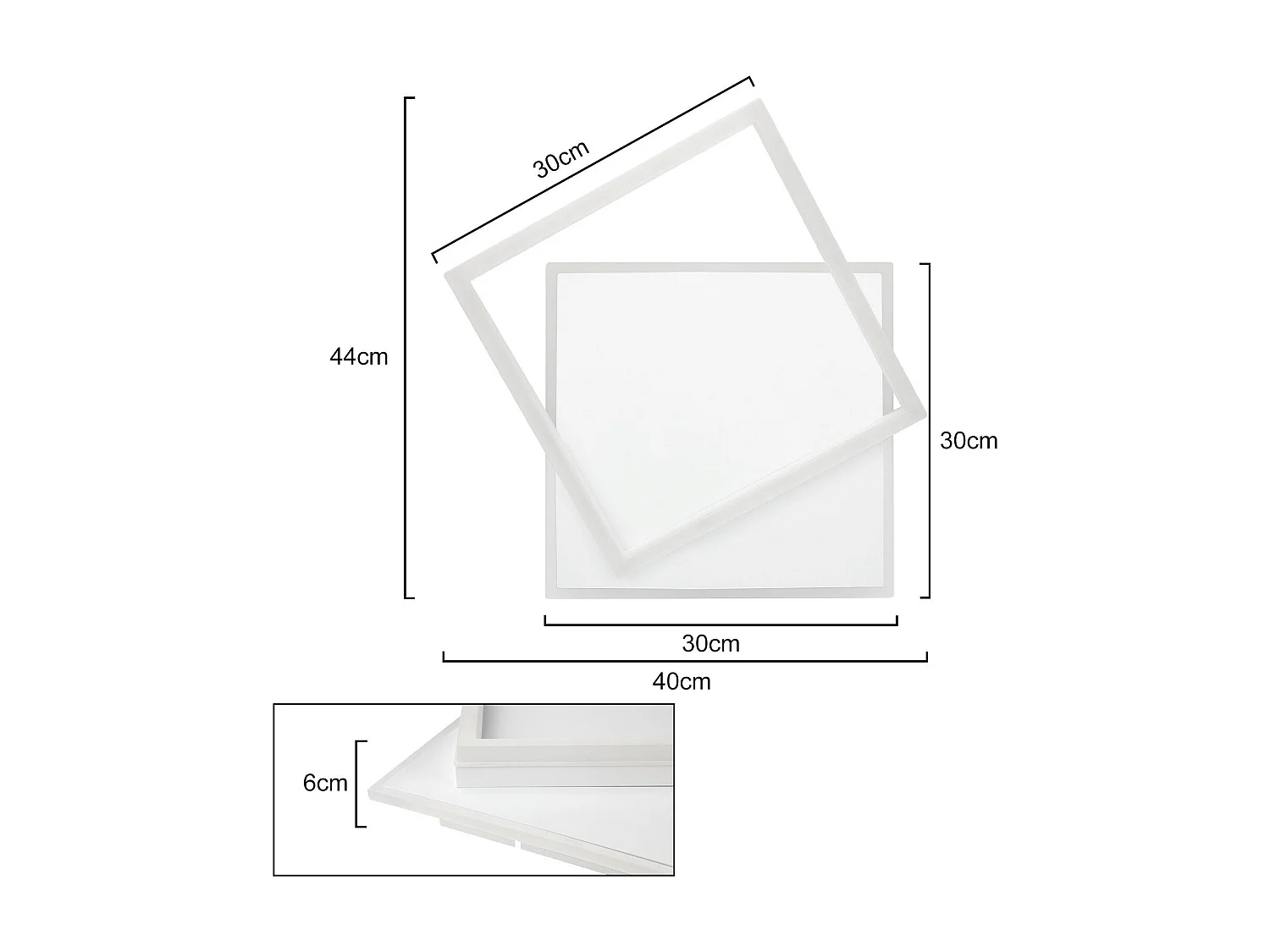 ZMH Plafonnier LED Plafonnier LED 44W Dimmable Square White Bedroom