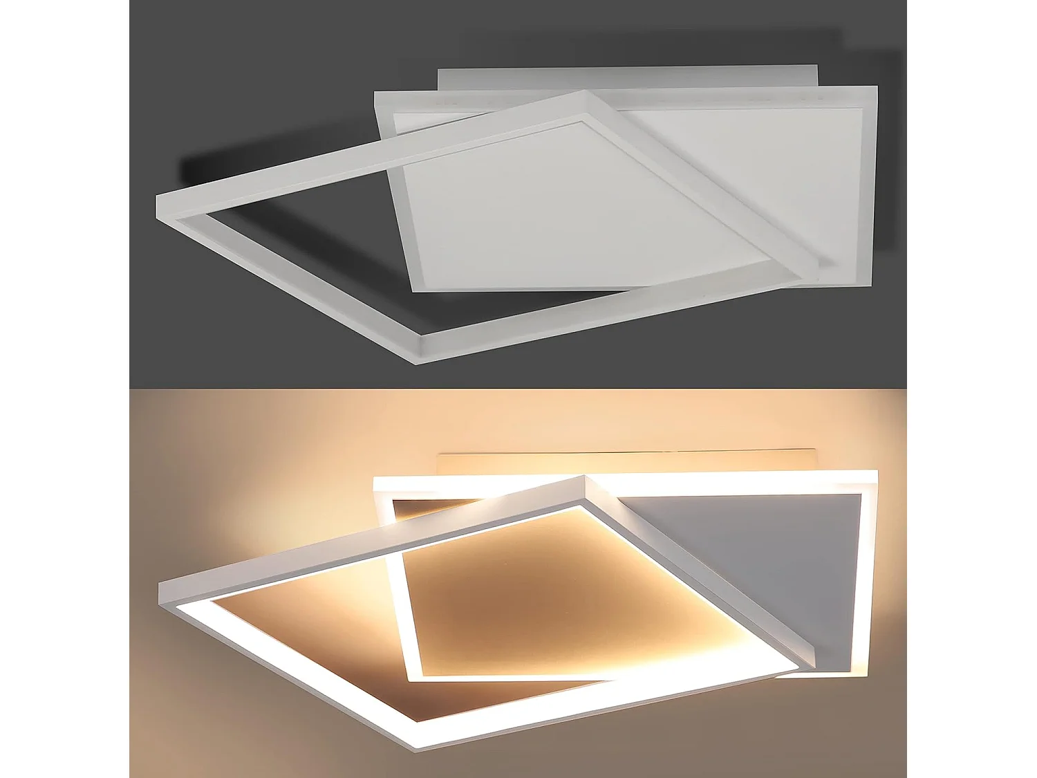 ZMH Plafonnier LED Plafonnier LED 44W Dimmable Square White Bedroom