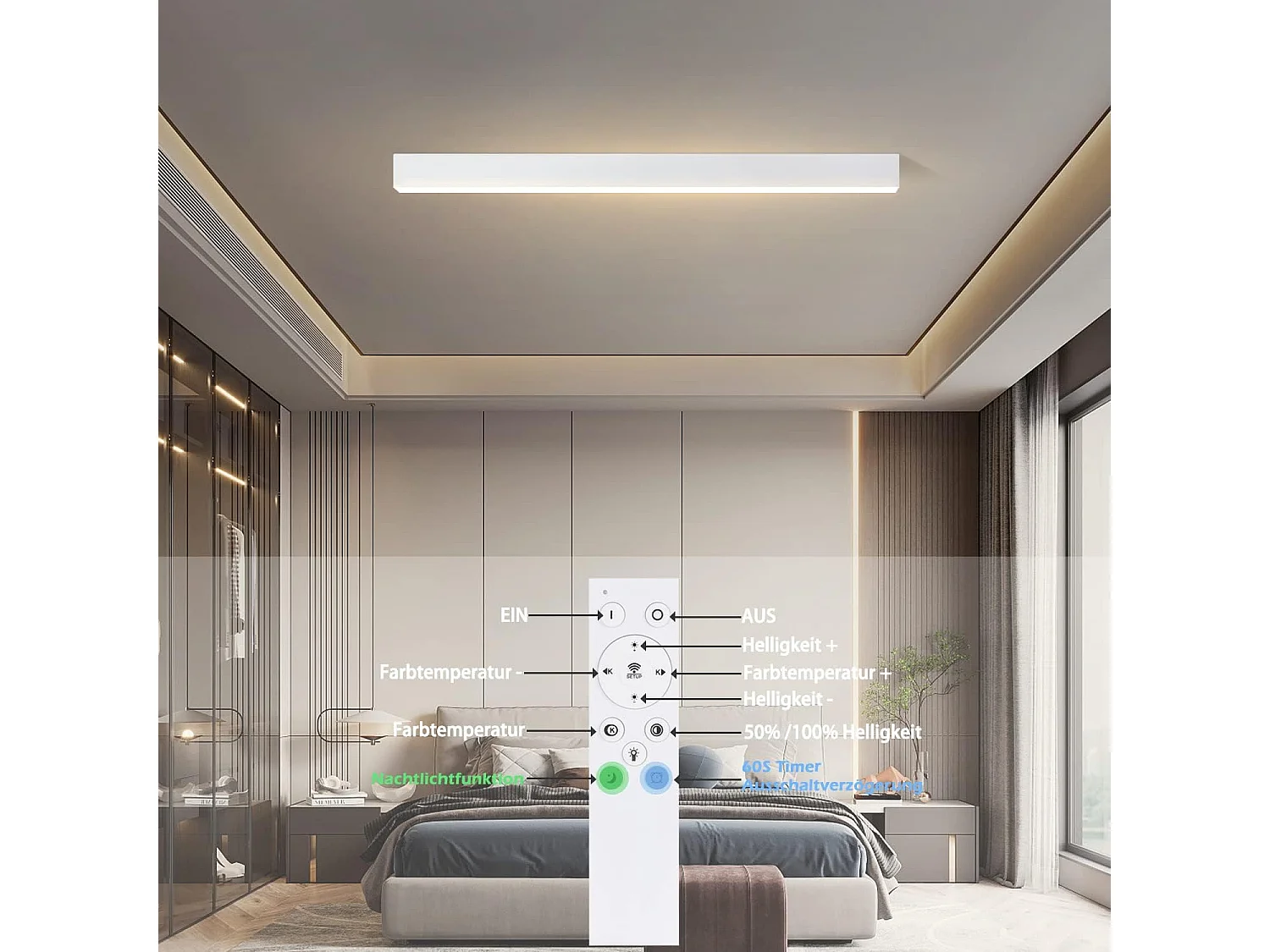 ZMH Plafonniers de salon modernes à intensité variable, lampe de bureau avec télécommande