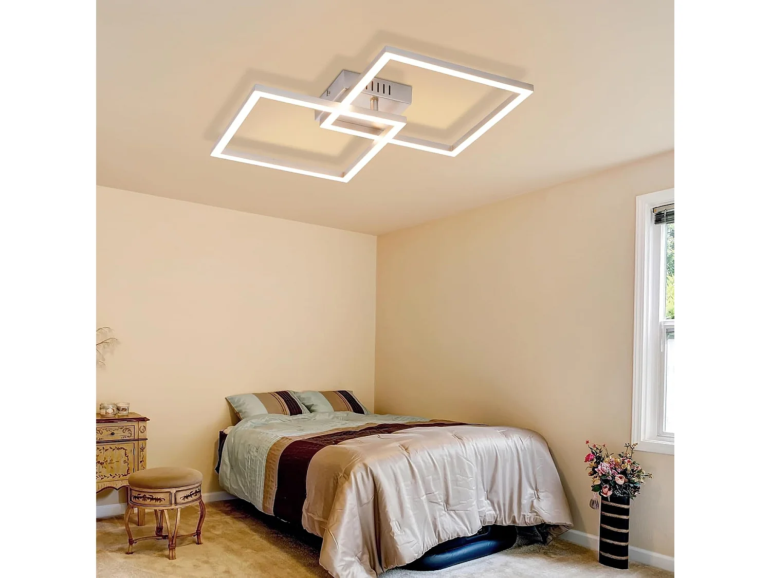 ZMH Plafonnier LED argenté 24W 3000K plafonnier salon carrée moderne lampe de chambre pour couloir bureau