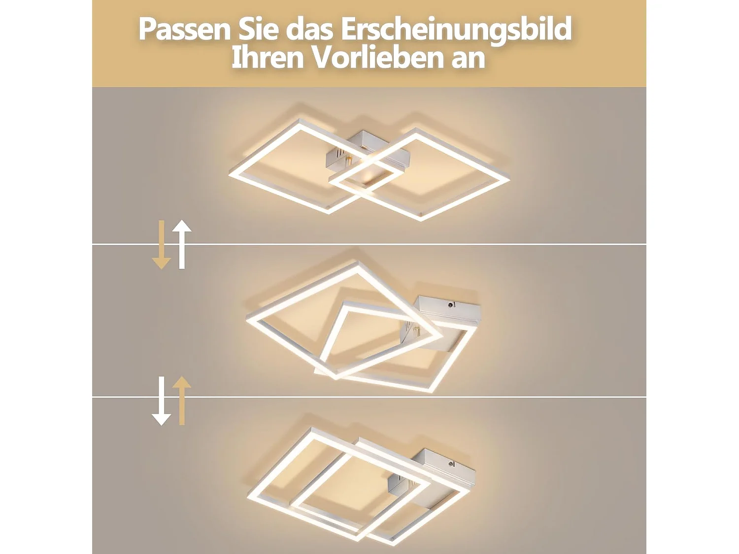 ZMH Plafonnier LED argenté 24W 3000K plafonnier salon carrée moderne lampe de chambre pour couloir bureau