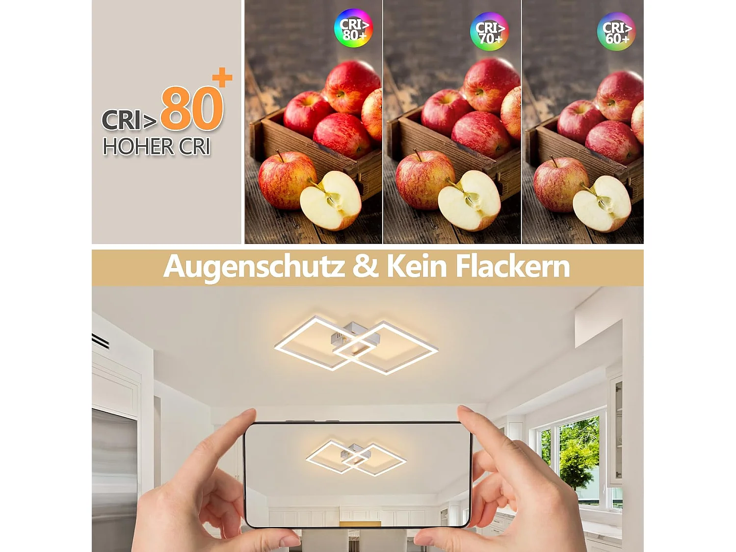 ZMH Plafonnier LED argenté 24W 3000K plafonnier salon carrée moderne lampe de chambre pour couloir bureau