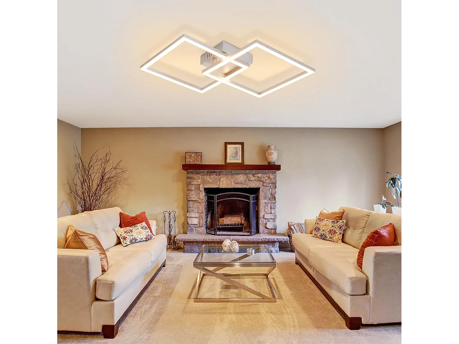 ZMH Plafonnier LED argenté 24W 3000K plafonnier salon carrée moderne lampe de chambre pour couloir bureau