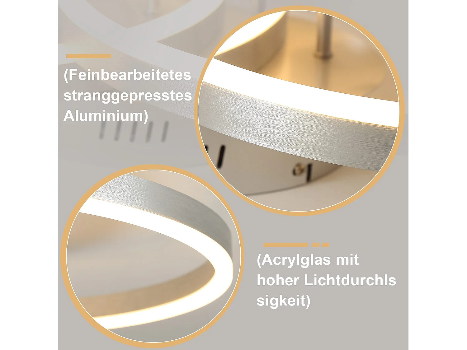 ZMH Plafonnier LED design moderne - Ø82 cm - Dimmable - Télécommande - Doré - 74W