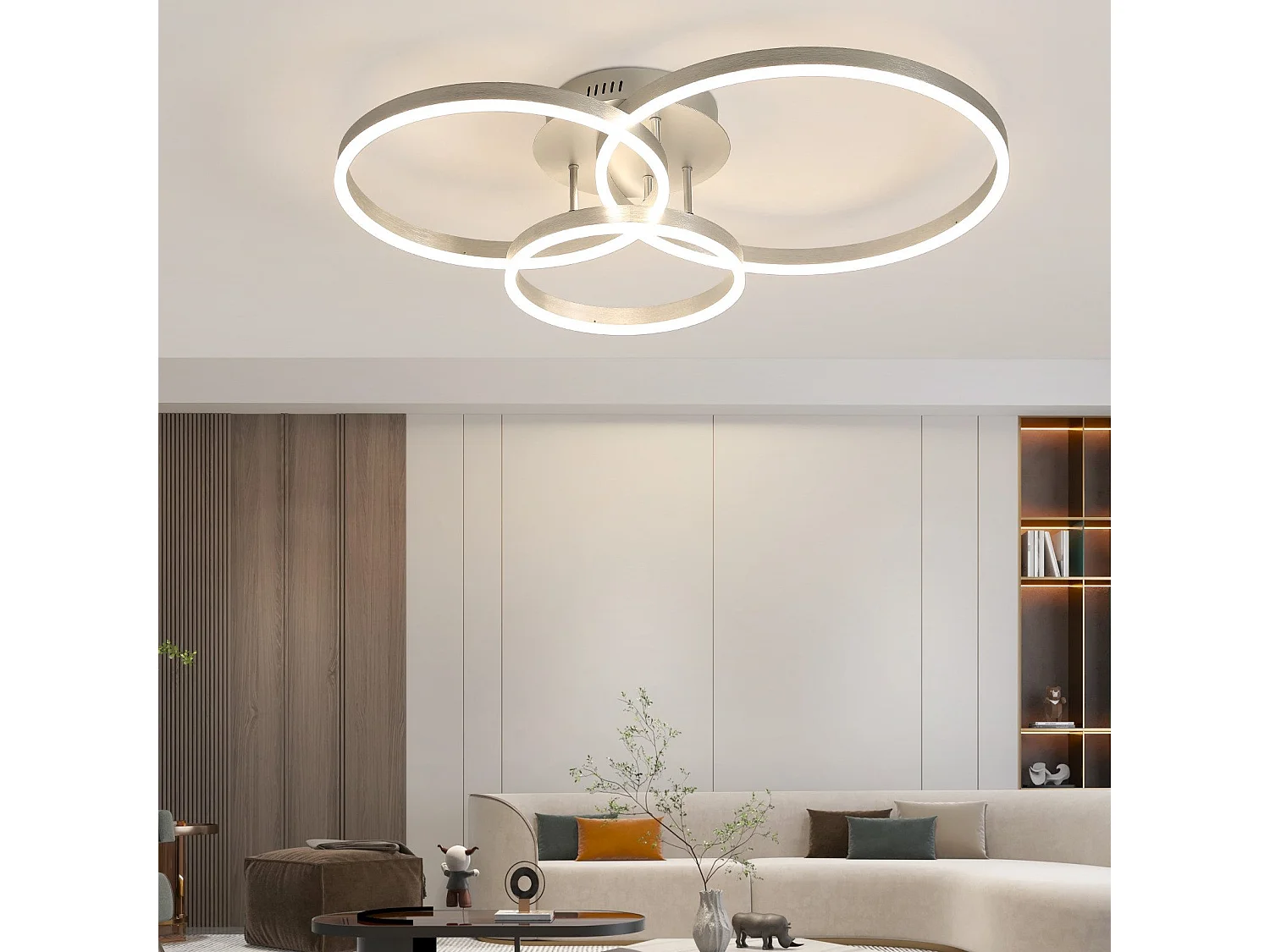ZMH Plafonnier LED design moderne - Ø82 cm - Dimmable - Télécommande - Doré - 74W