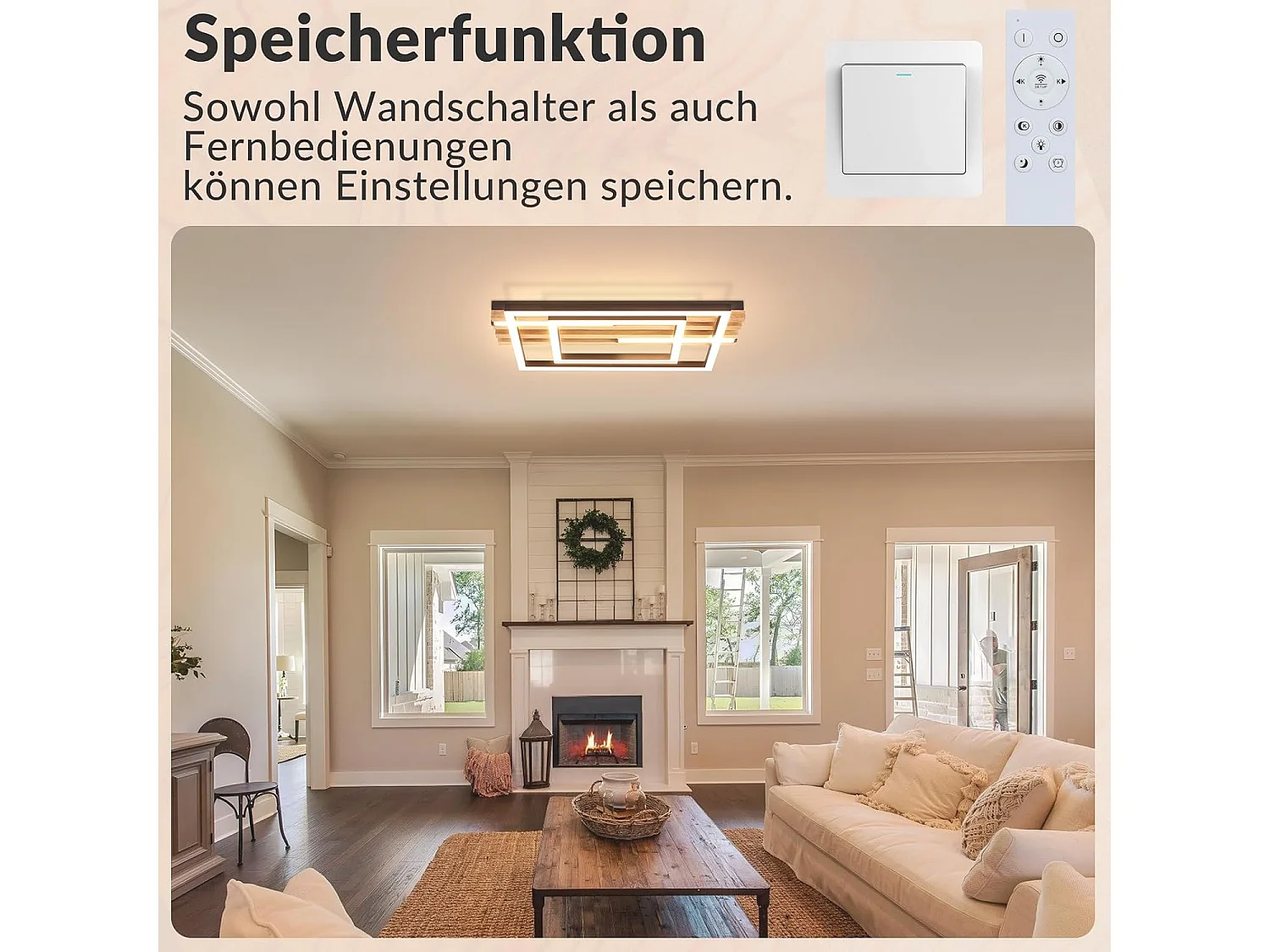 ZMH Plafonnier LED Dimmable 34W Rectangulaire Noir Métal Design Moderne avec Télécommande 38cm Pour Salon Chambre Cuisine Bureau