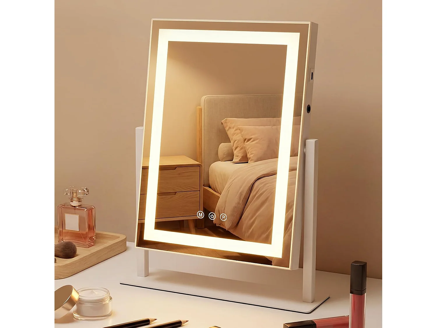 ZMH Miroir De Maquillage Hollywood 30×40Cm Avec 3 Modes D'éclairage Tactile