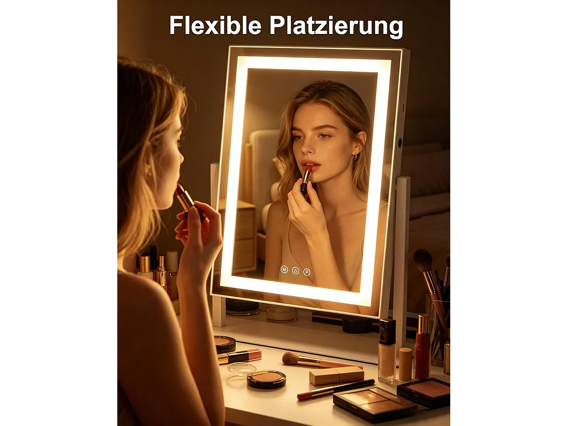 ZMH Miroir De Maquillage Hollywood 30×40Cm Avec 3 Modes D'éclairage Tactile